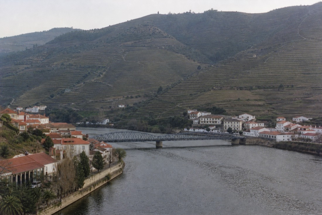 Small river town on a bend of the Douro surrounded on all sides by steep terraced vineyard hills